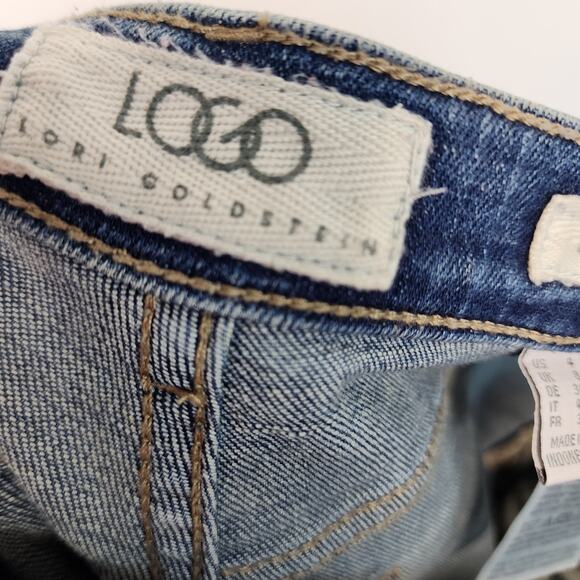 LOGO Lori Goldstein Girlfriend Jeans Size 4 28" High Waist Stretch Distressed - Picture 12 of 14